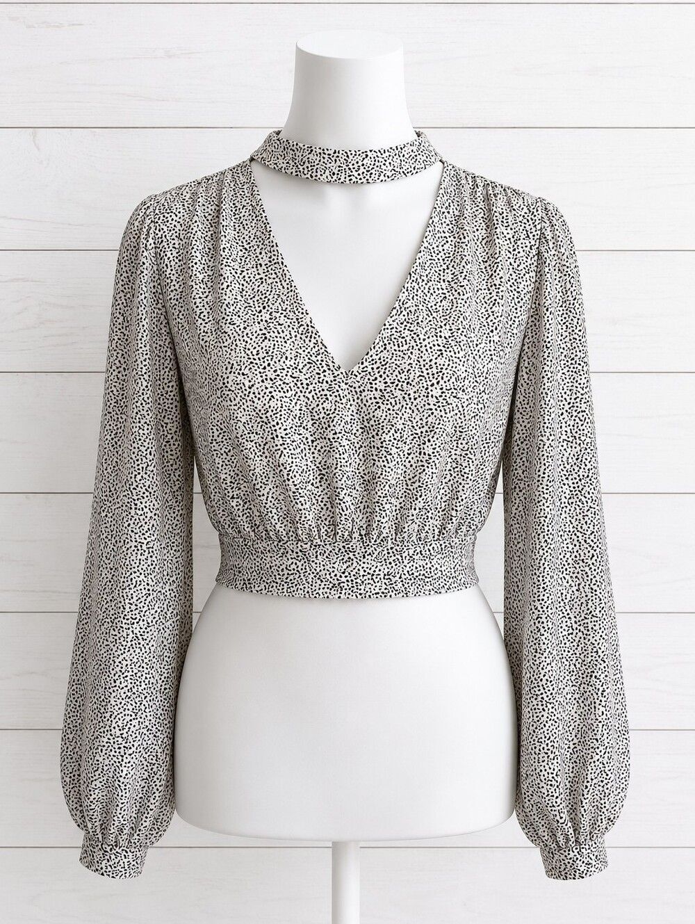 Sienna Sky Choker V-Neck Long Sleeve Top Size M